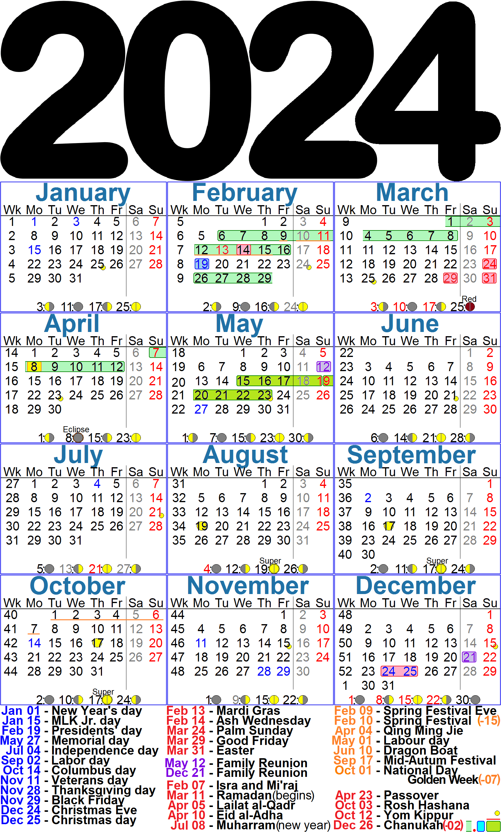 Calendar: 2024