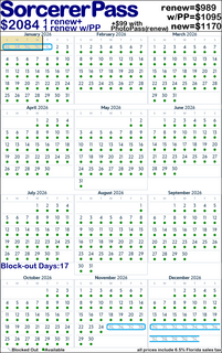 (New Window) 2026 W.Disney World Annual Pass blockout dates and cost; Pirate Pass(big)